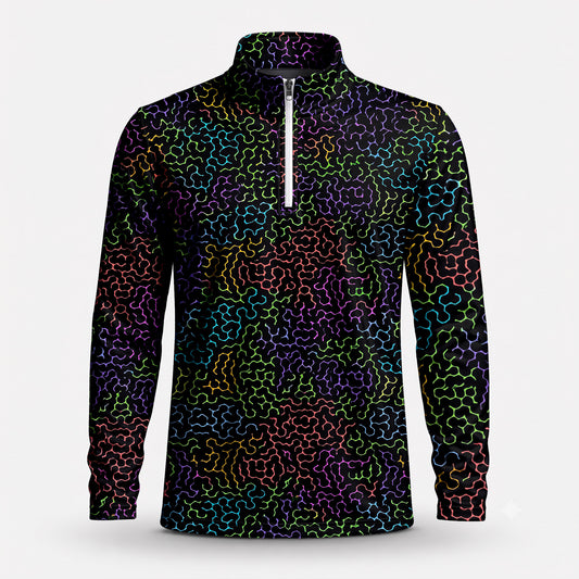 Black Color Men Quarter-zip Pullover