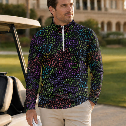 Black Color Men Quarter-zip Pullover