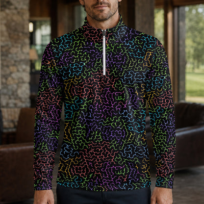Black Color Men Quarter-zip Pullover