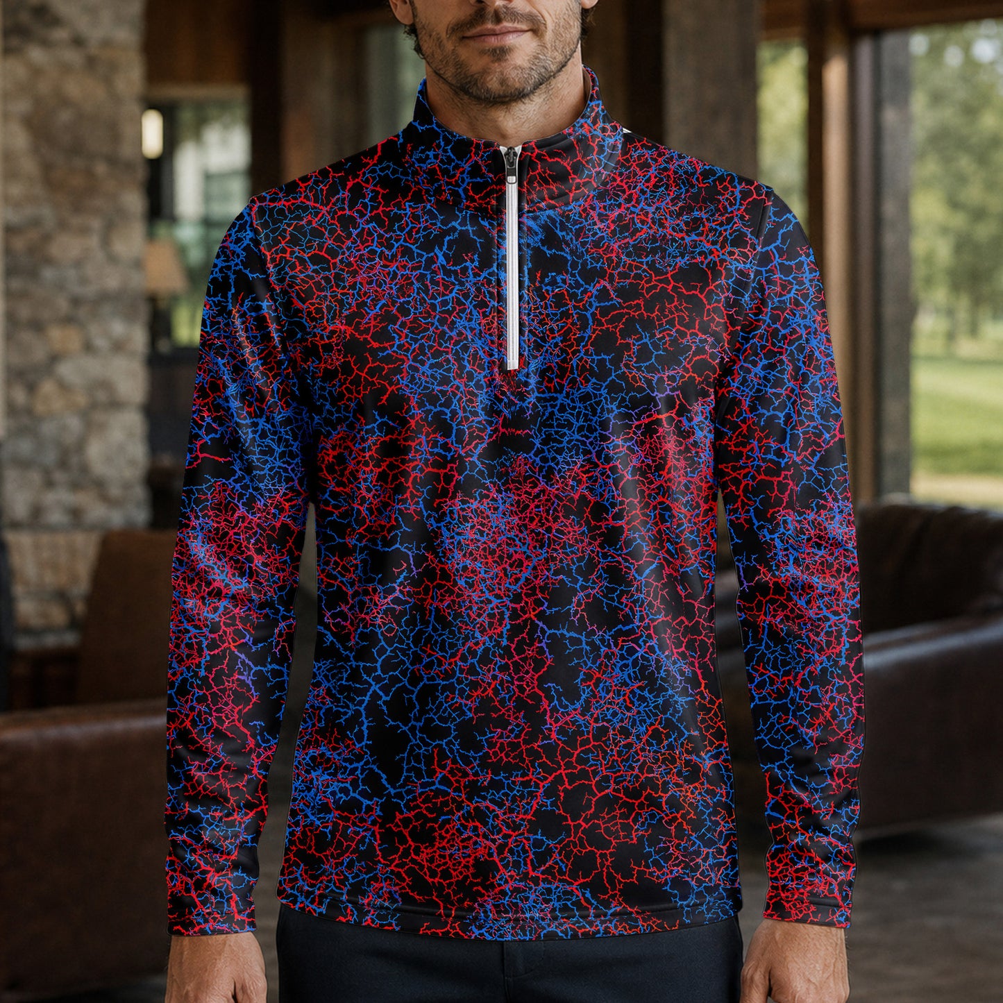 The Root Back Blue Red Men Quarter-zip Pullover