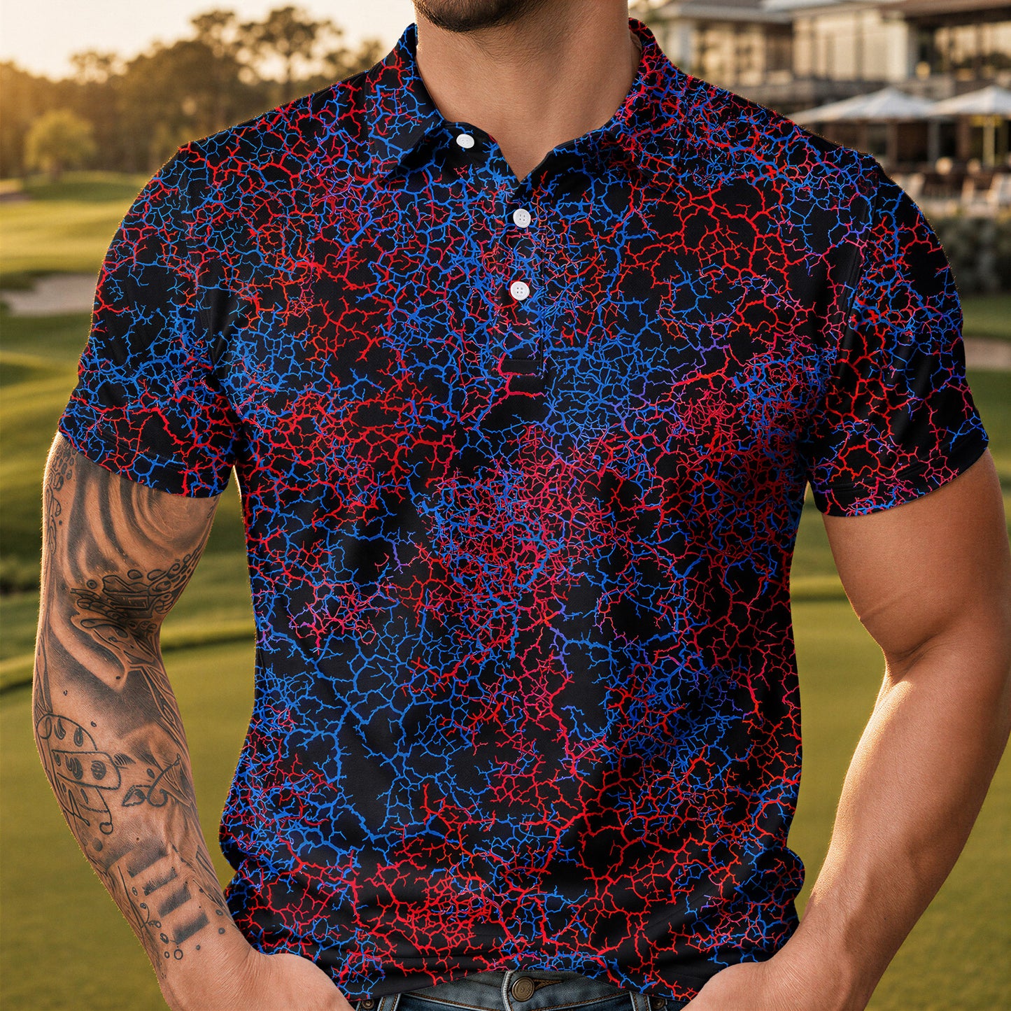 The Root Back Blue Red Men Polo Shirt