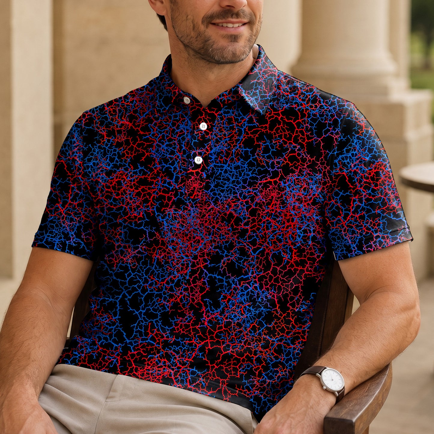 The Root Back Blue Red Men Polo Shirt