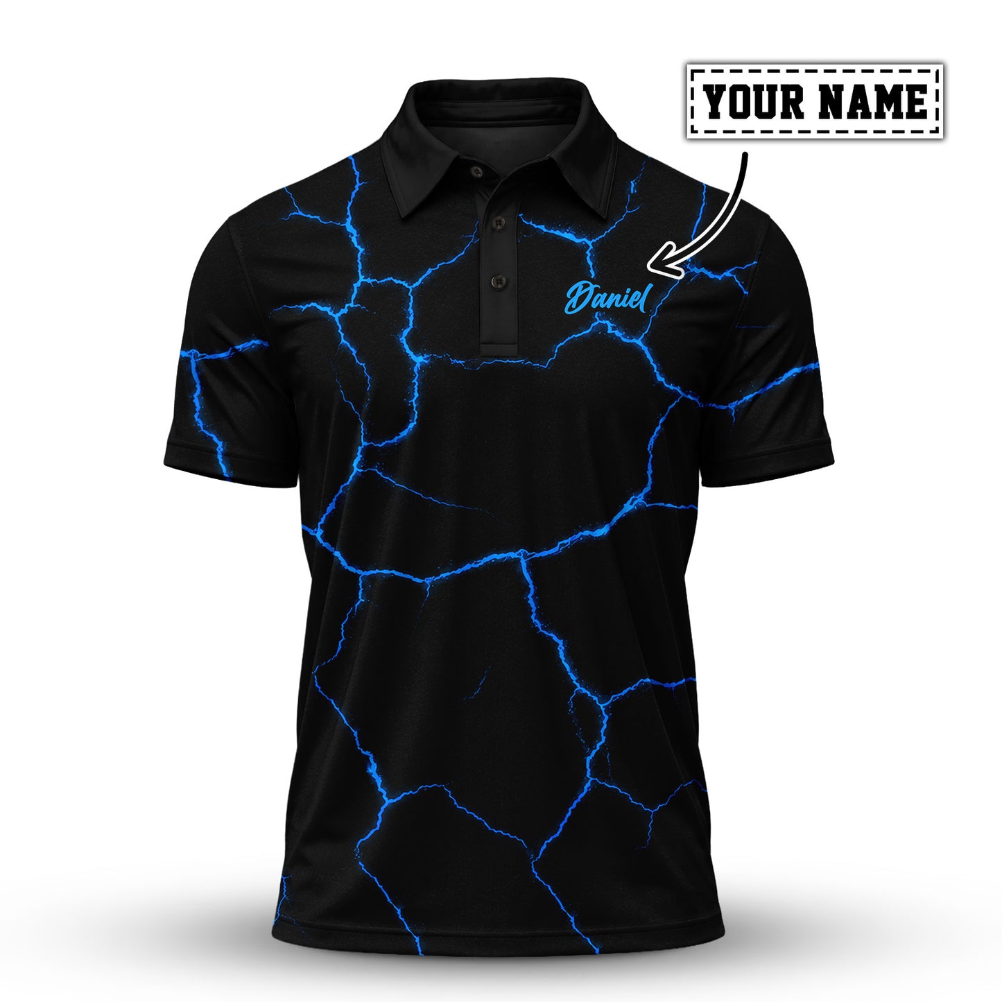Black Blue Cracks Men Polo Shirt