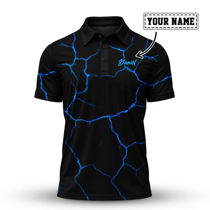 Black Blue Cracks Men Polo Shirt
