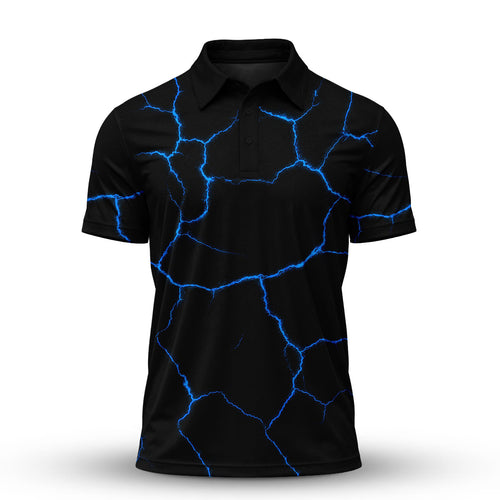 Black Blue Cracks Men Polo Shirt