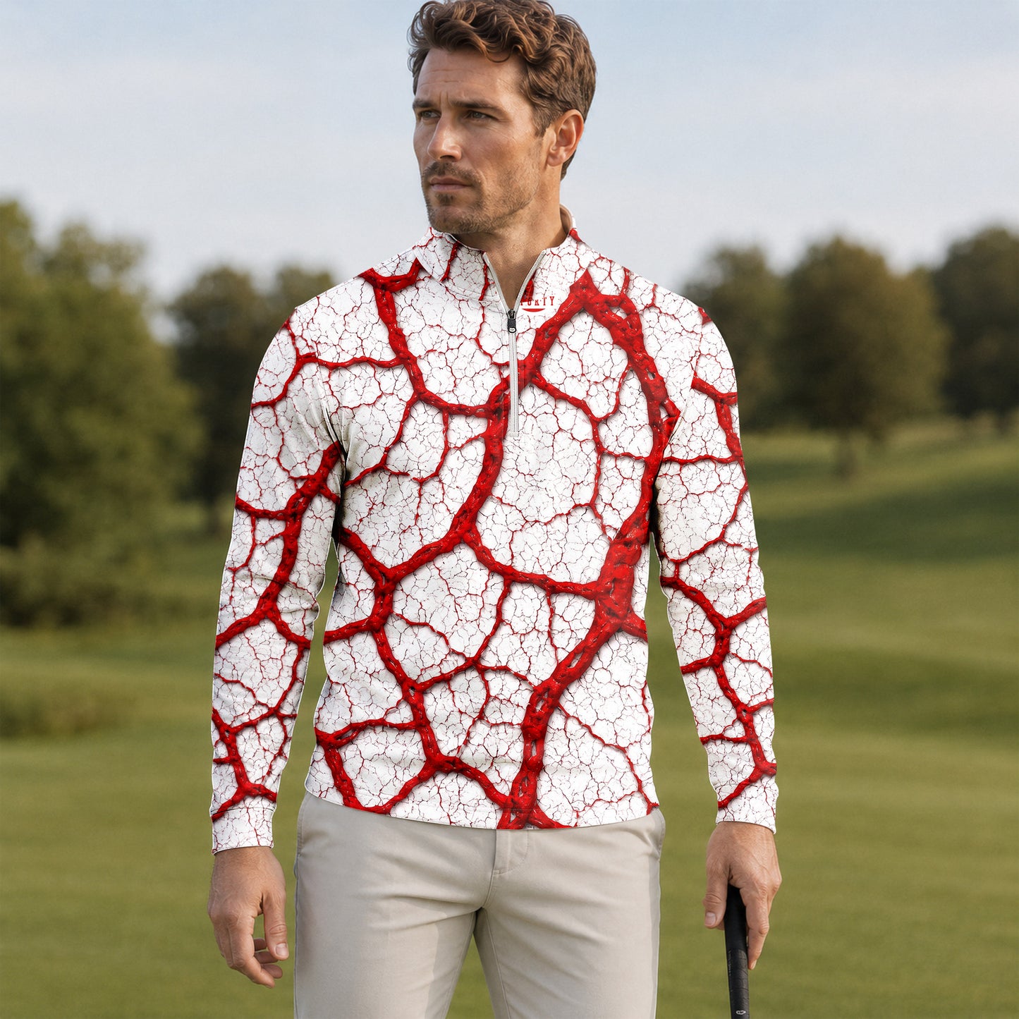 White Red Root Men Quarter-zip Pullover