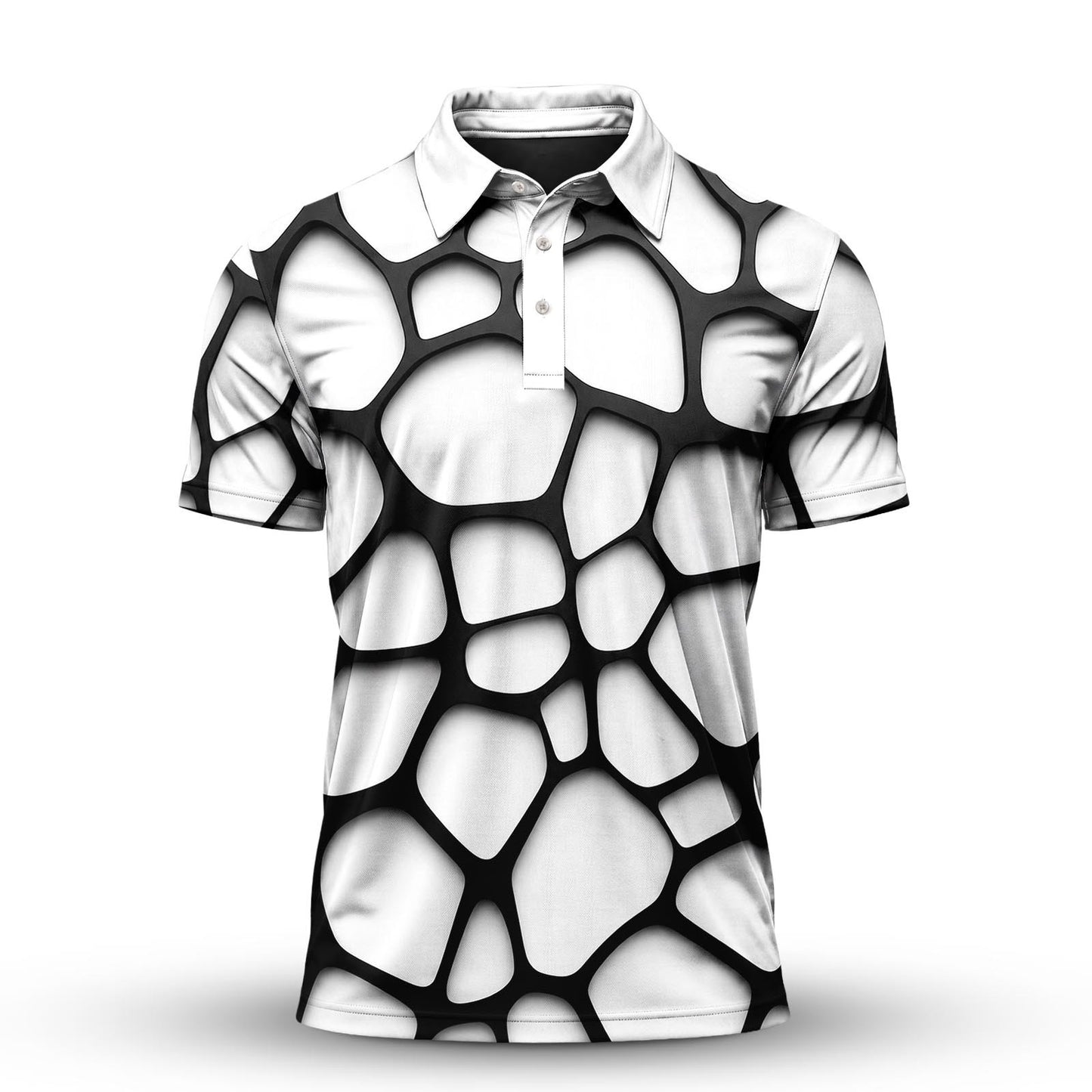 Black White Foam Pattern Men Polo Shirt
