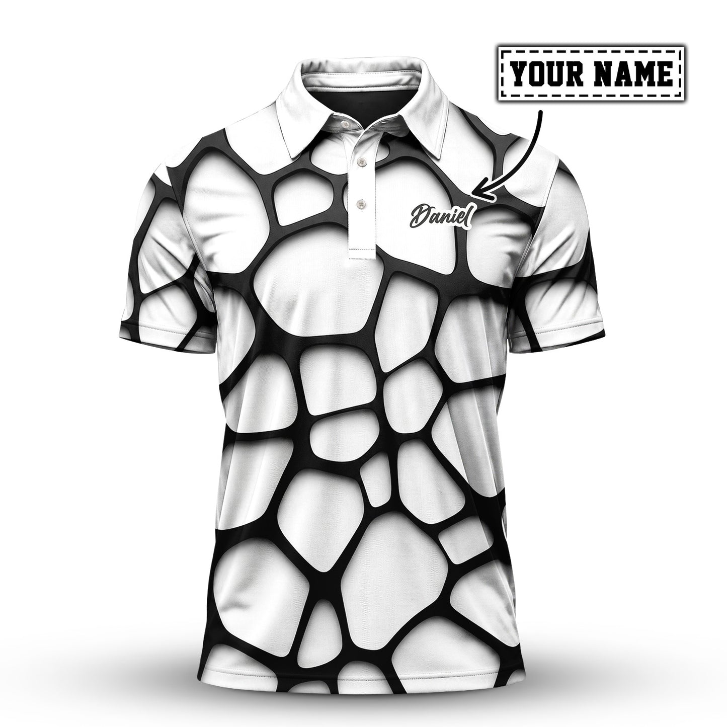 Black White Foam Pattern Men Polo Shirt