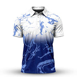 Ombre Blue White Men Polo Shirt