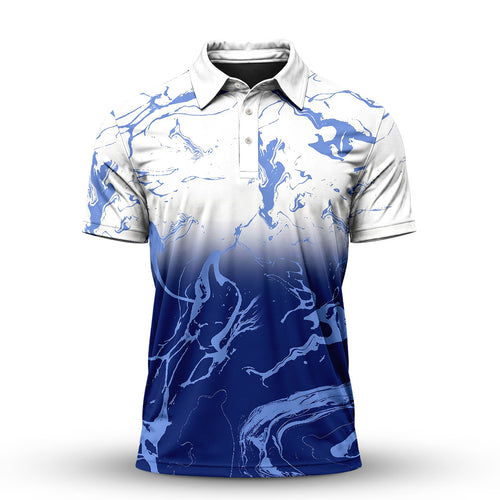 Ombre Blue White Men Polo Shirt
