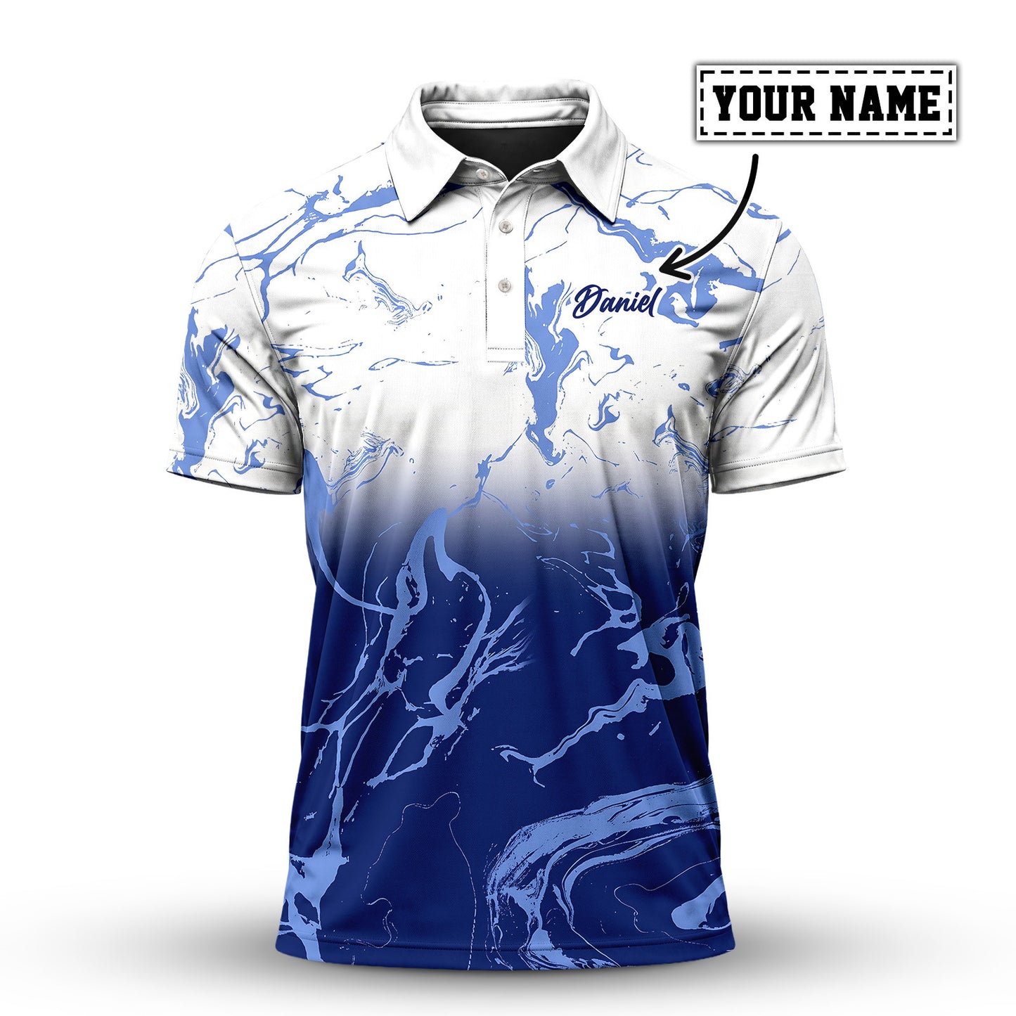 Ombre Blue White Men Polo Shirt