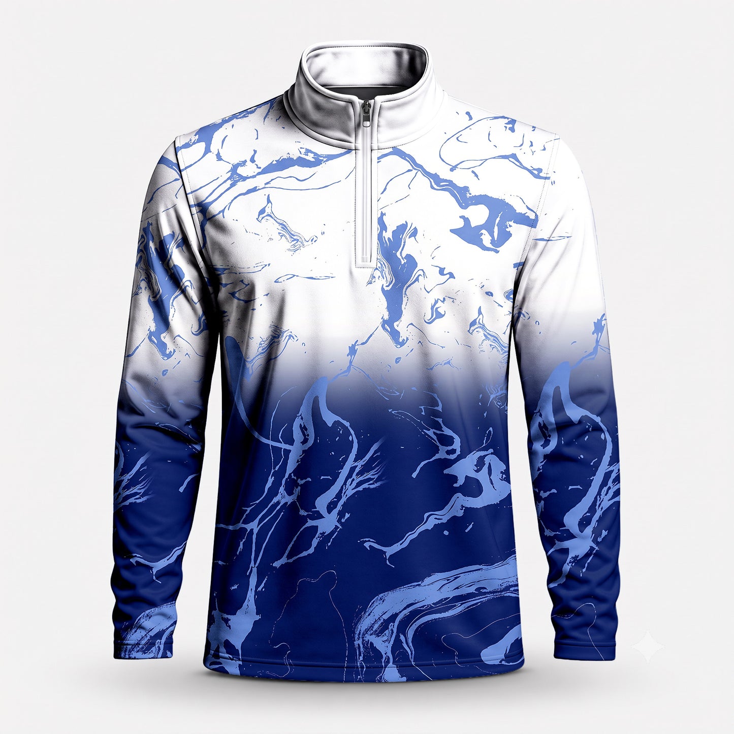 Ombre Blue White Men Quarter-zip Pullover