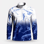Ombre Blue White Men Quarter-zip Pullover