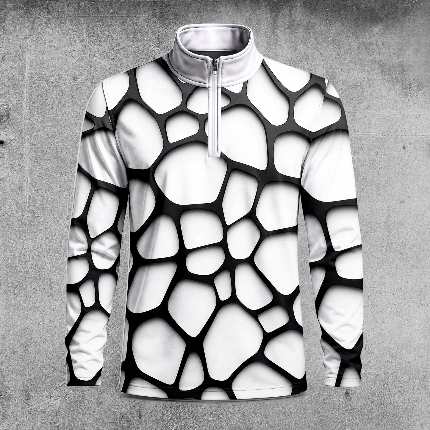 Black White Foam Pattern Men Quarter-zip Pullover