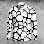 Black White Foam Pattern Men Quarter-zip Pullover
