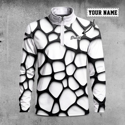 Black White Foam Pattern Men Quarter-zip Pullover