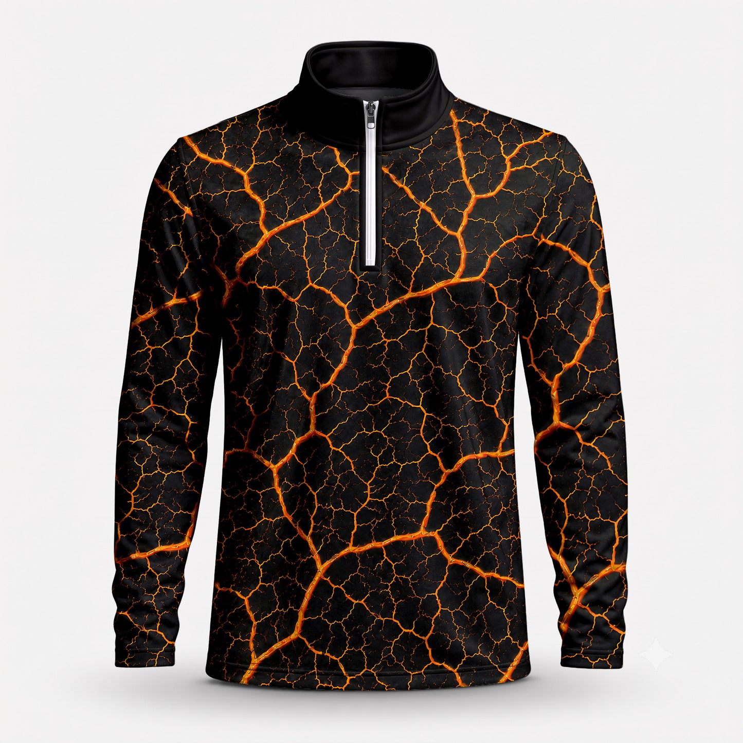 Orange Leaf Vein Quarter-zip Pullover