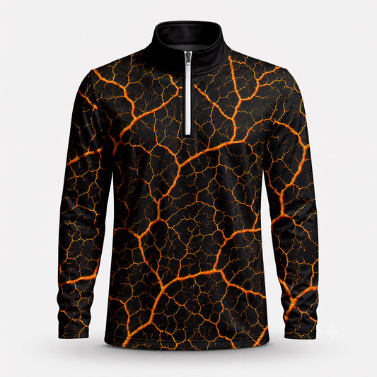 Orange Leaf Vein Quarter-zip Pullover