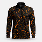 Orange Leaf Vein Quarter-zip Pullover