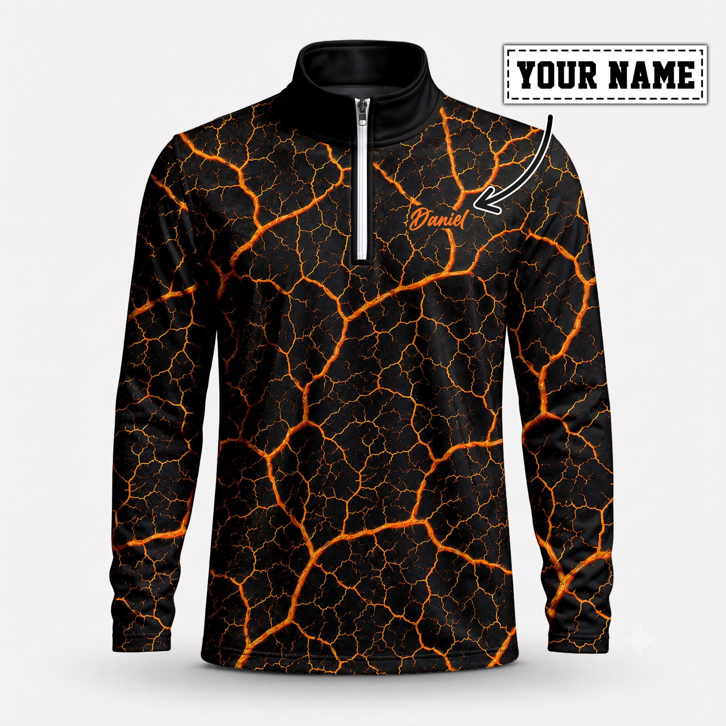 Orange Leaf Vein Quarter-zip Pullover