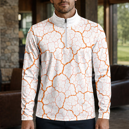 Orange Leaf Vein Quarter-zip Pullover