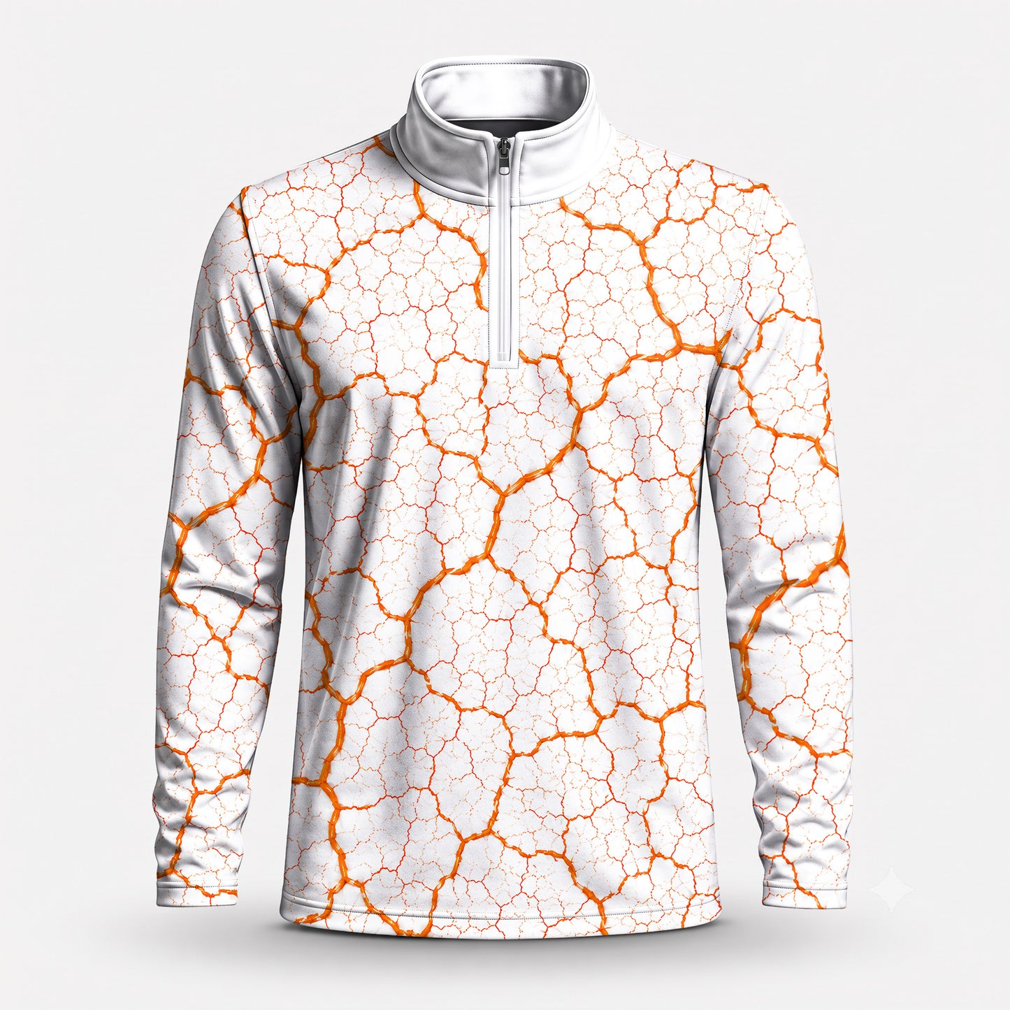 Orange Leaf Vein Quarter-zip Pullover