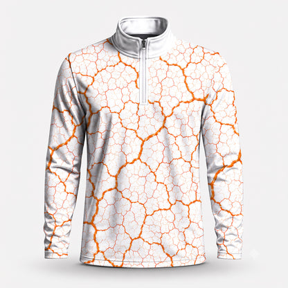 Orange Leaf Vein Quarter-zip Pullover