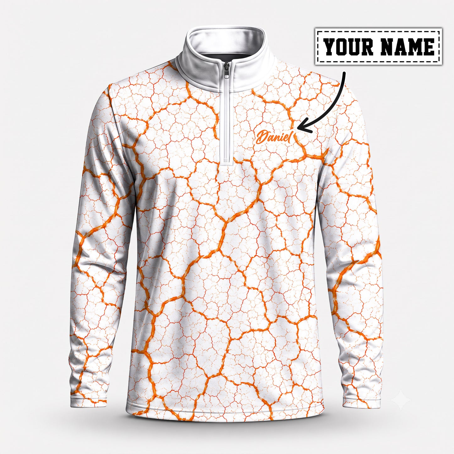 Orange Leaf Vein Quarter-zip Pullover