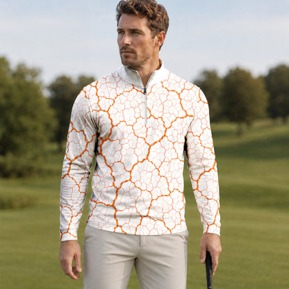 Orange Leaf Vein Quarter-zip Pullover