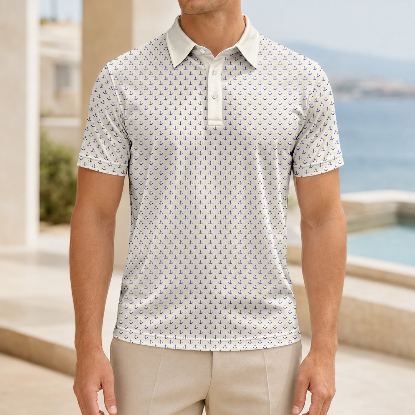Blue Vanilla Anchor Men Polo Shirt