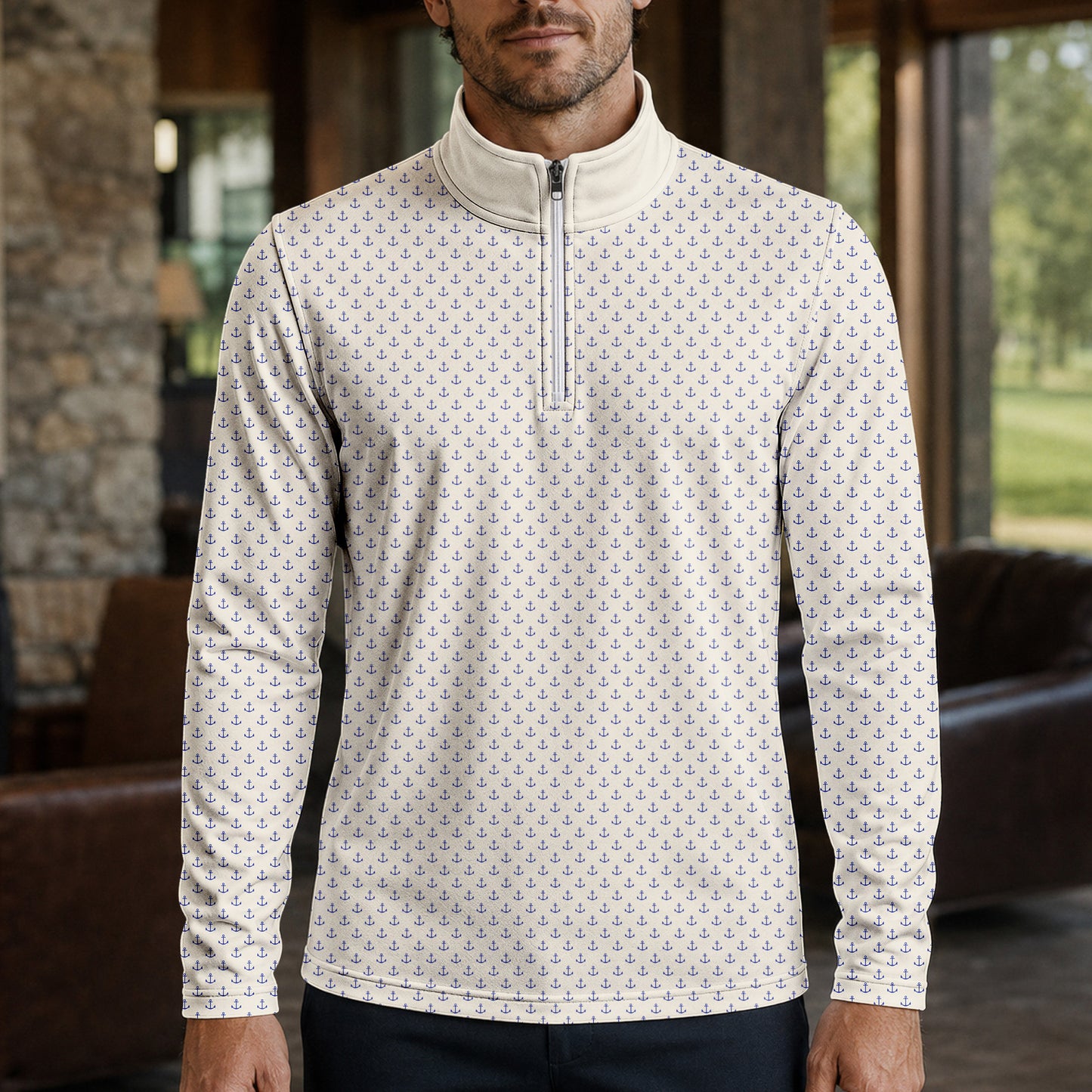 Blue Vanilla Anchor Men Quarter-zip Pullover