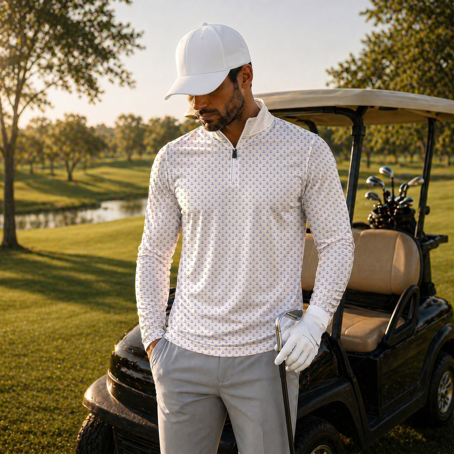 Blue Vanilla Anchor Men Quarter-zip Pullover