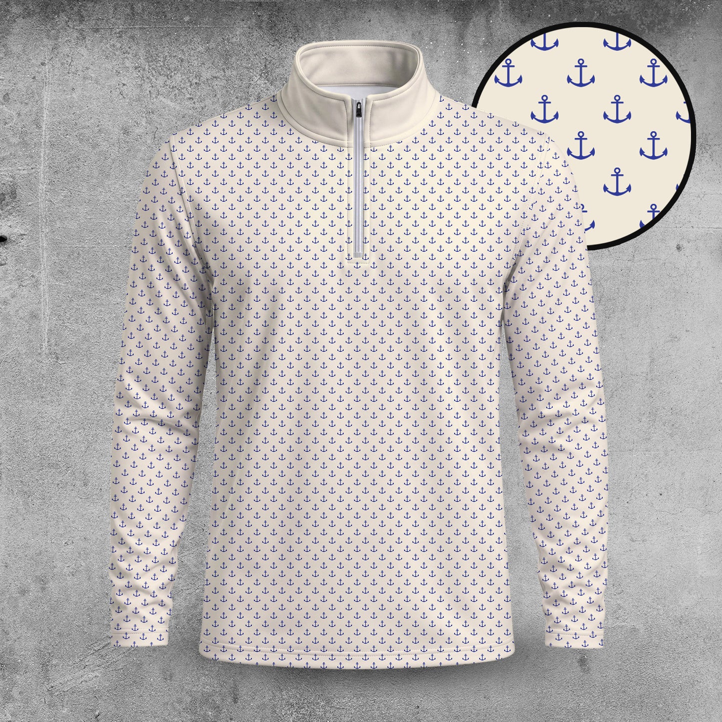 Blue Vanilla Anchor Men Quarter-zip Pullover
