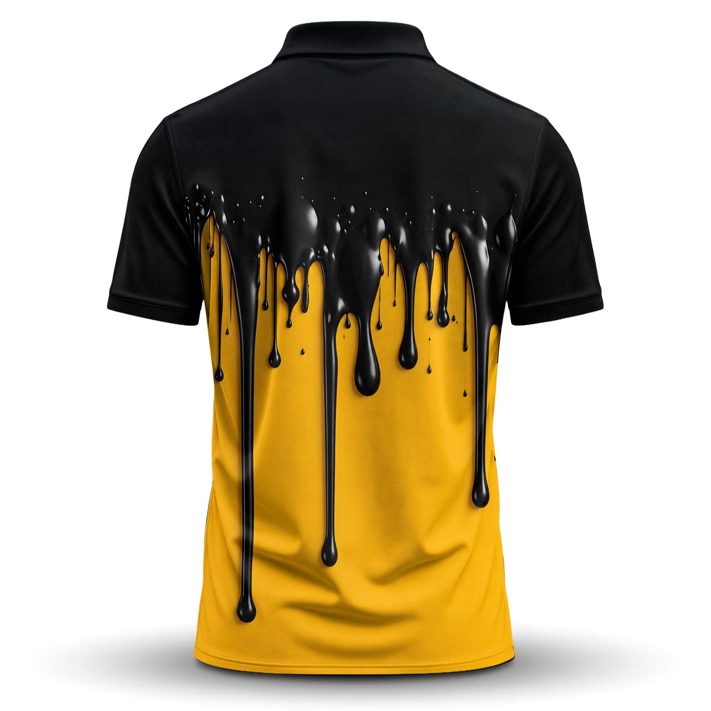 Yellow And Black Paint Runs Men Polo Shirt