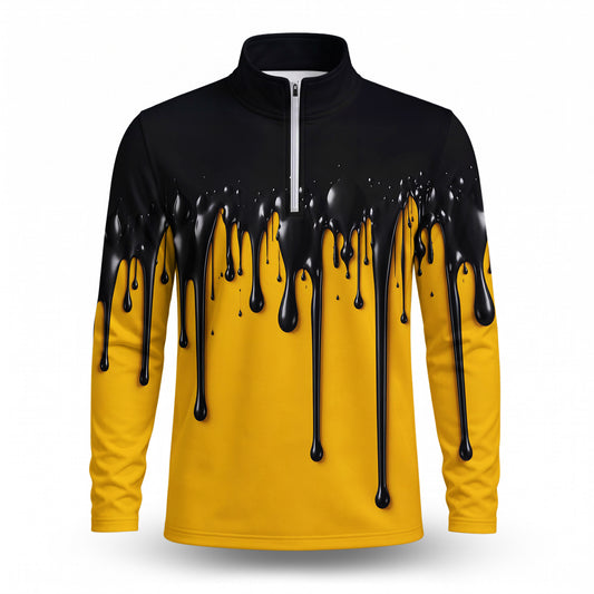 Yellow And Black Paint Runs Men Quarter-zip Pullover