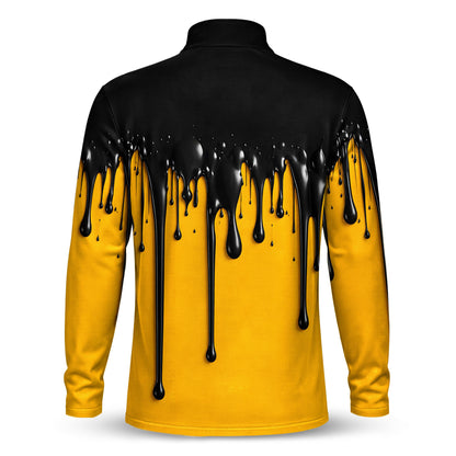 Yellow And Black Paint Runs Men Quarter-zip Pullover