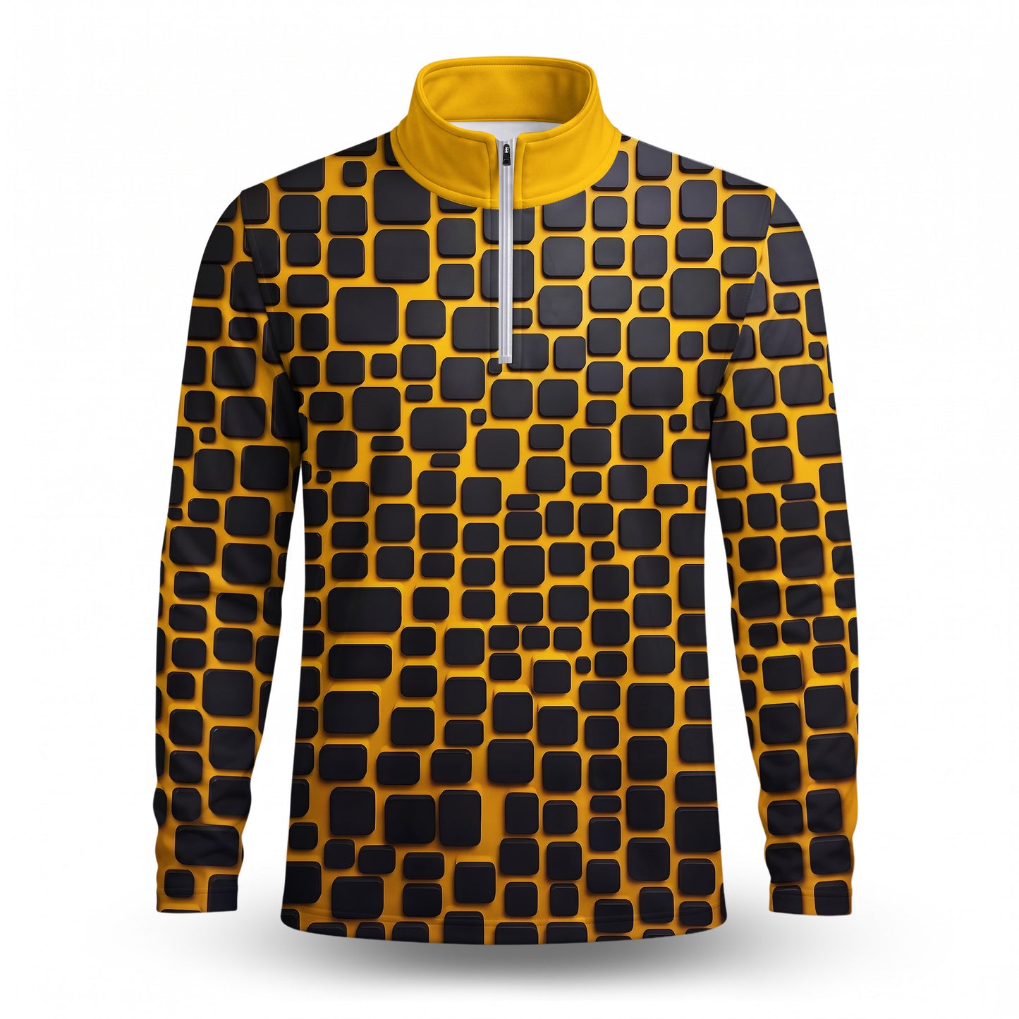 Yellow Black Cude Men Quarter-zip Pullover
