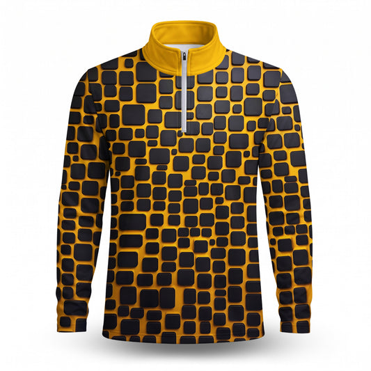 Yellow Black Cude Men Quarter-zip Pullover
