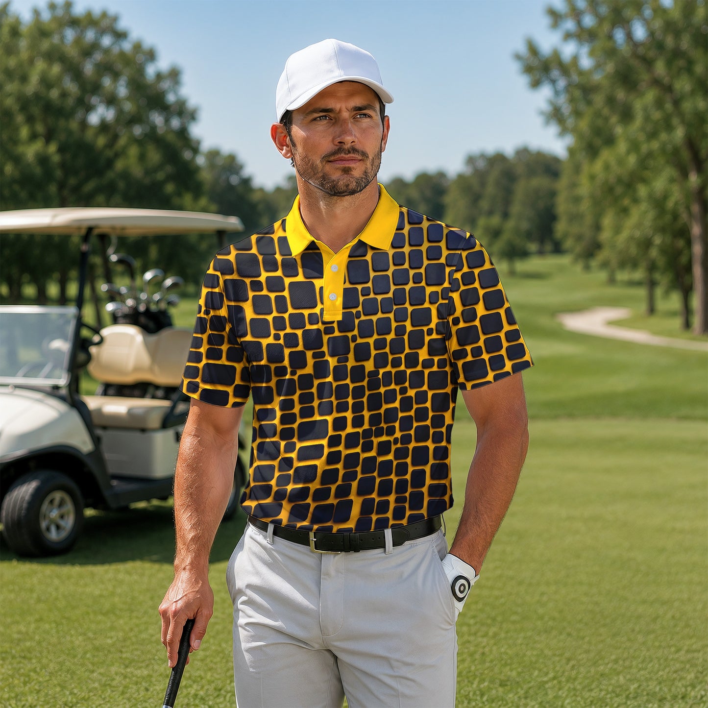 Yellow Black Cude Men Polo Shirt