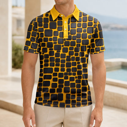 Yellow Black Cude Men Polo Shirt