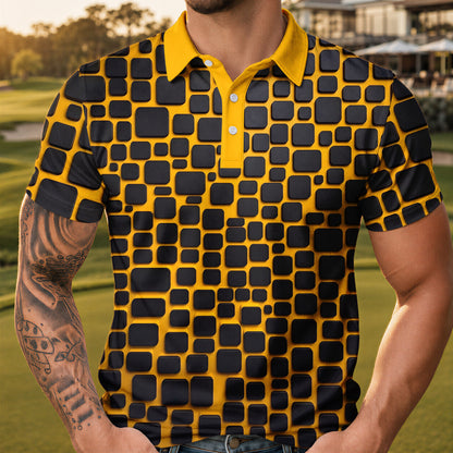 Yellow Black Cude Men Polo Shirt