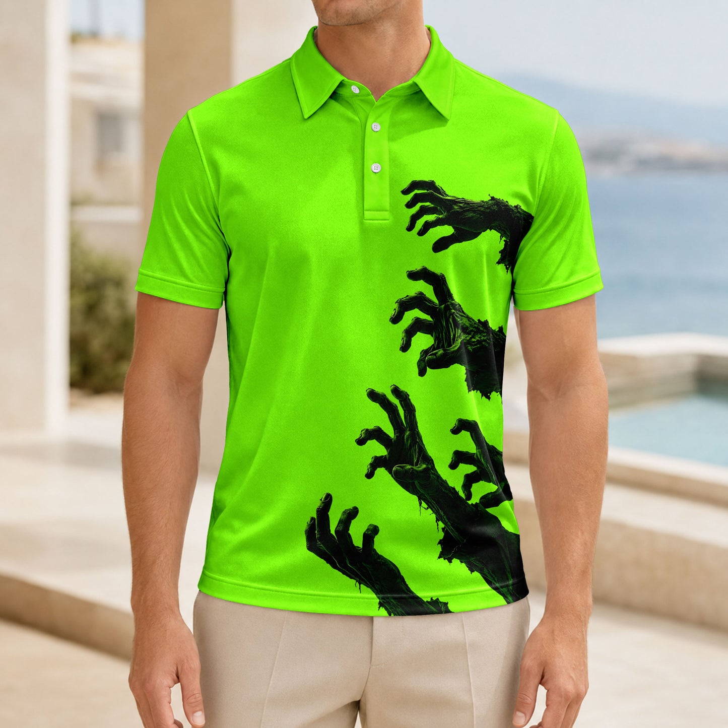 Halloween Zoombie Hands Men Polo Shirt