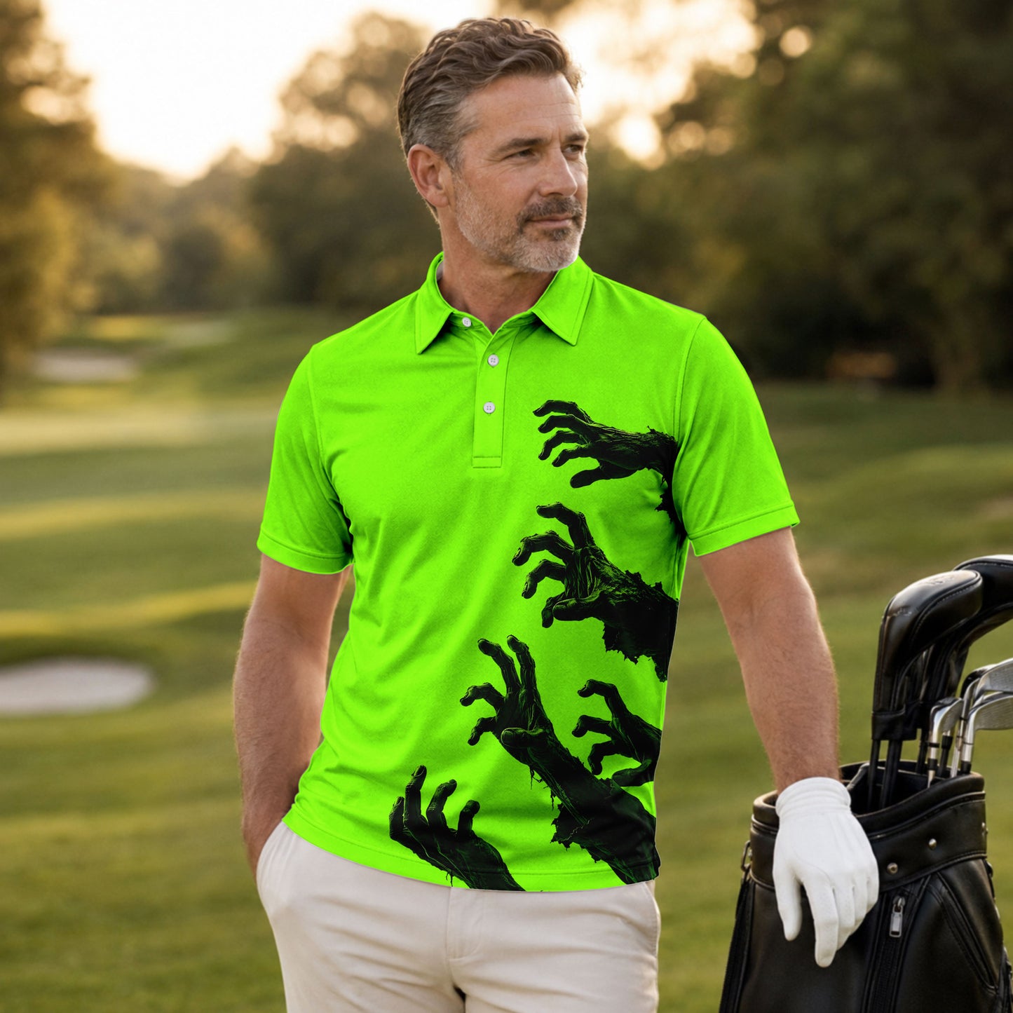 Halloween Zoombie Hands Men Polo Shirt