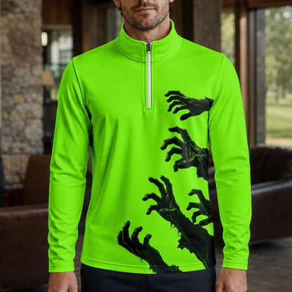 Halloween Zoombie Hands Men Quarter-zip Pullover
