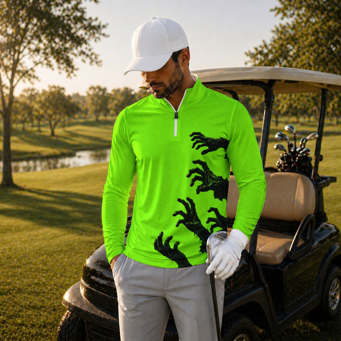 Halloween Zoombie Hands Men Quarter-zip Pullover
