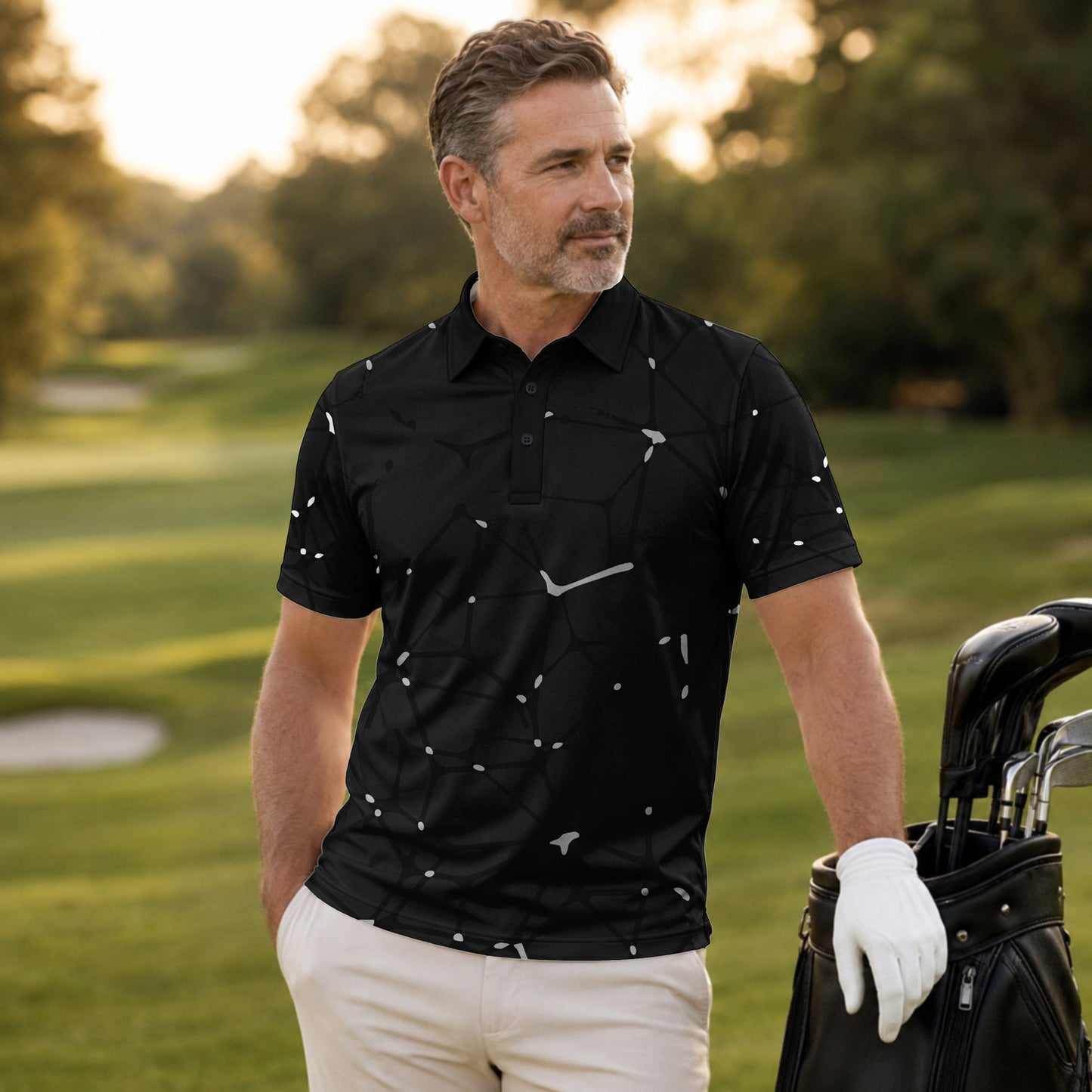Dark Gey Net Men Polo Shirt