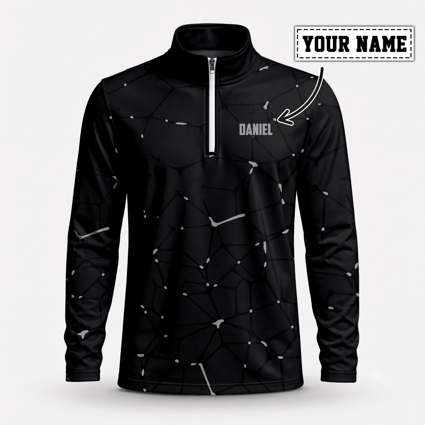 Dark Gey Net Men Quarter-zip Pullover
