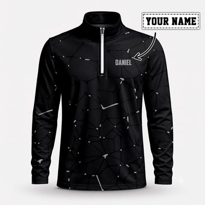Dark Gey Net Men Quarter-zip Pullover