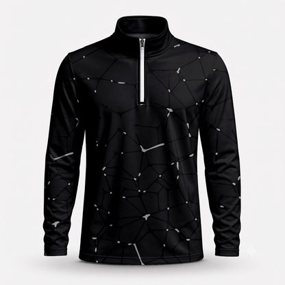 Dark Gey Net Men Quarter-zip Pullover
