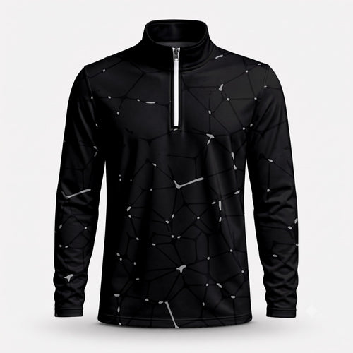 Dark Gey Net Men Quarter-zip Pullover